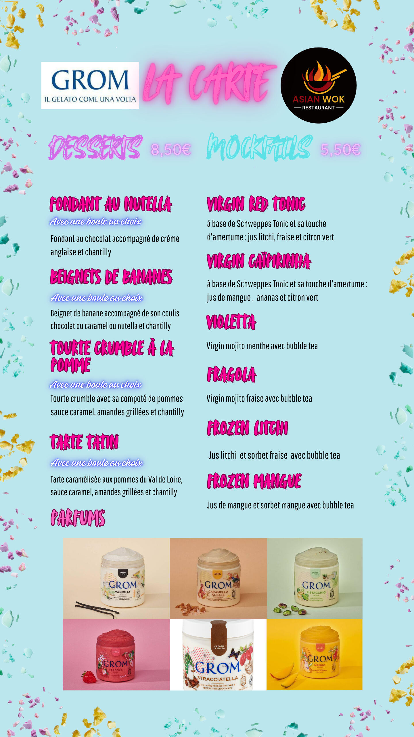Asian Wok Restaurant Carte dessert
