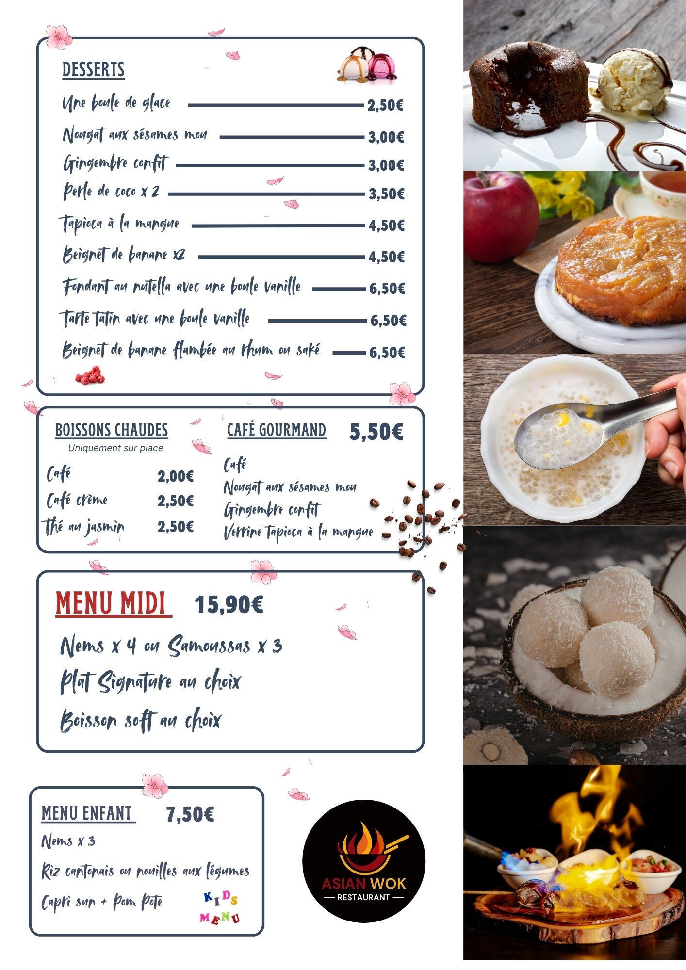 Asian Wok Restaurant Carte des desserts / Menu spécial midi / Menu enfant