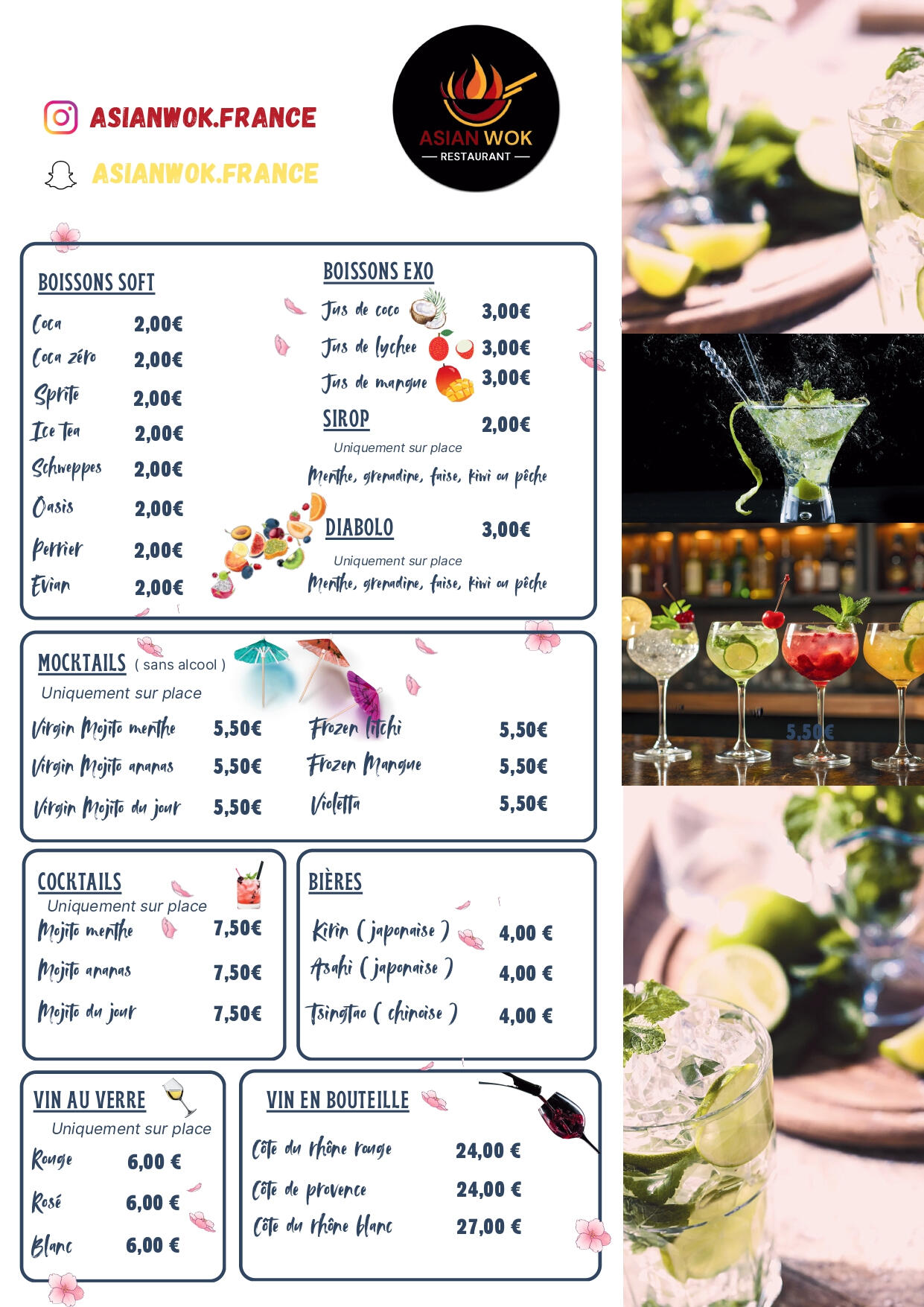 Asian Wok Restaurant Carte des boissons